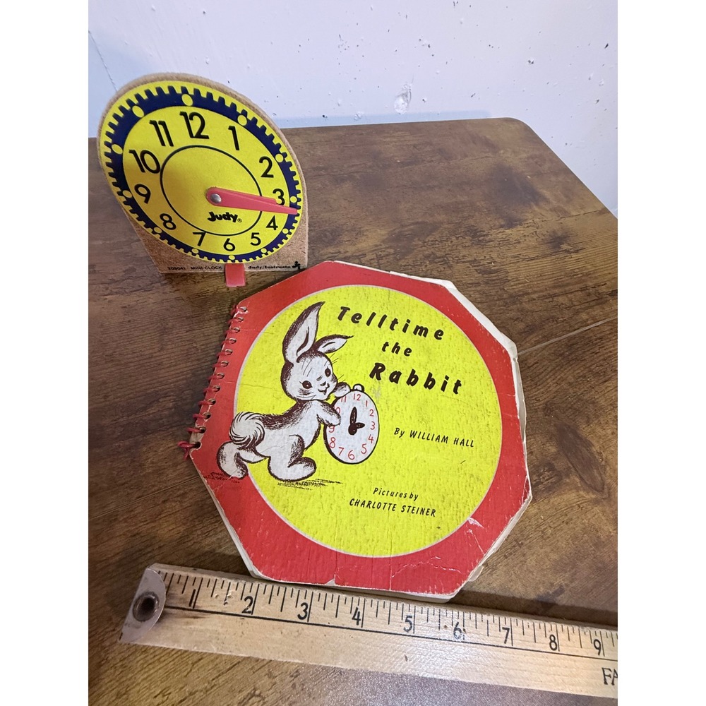 1943 Telltime the Rabbit Book William Hall Charlotte Steiner with Judy Clock